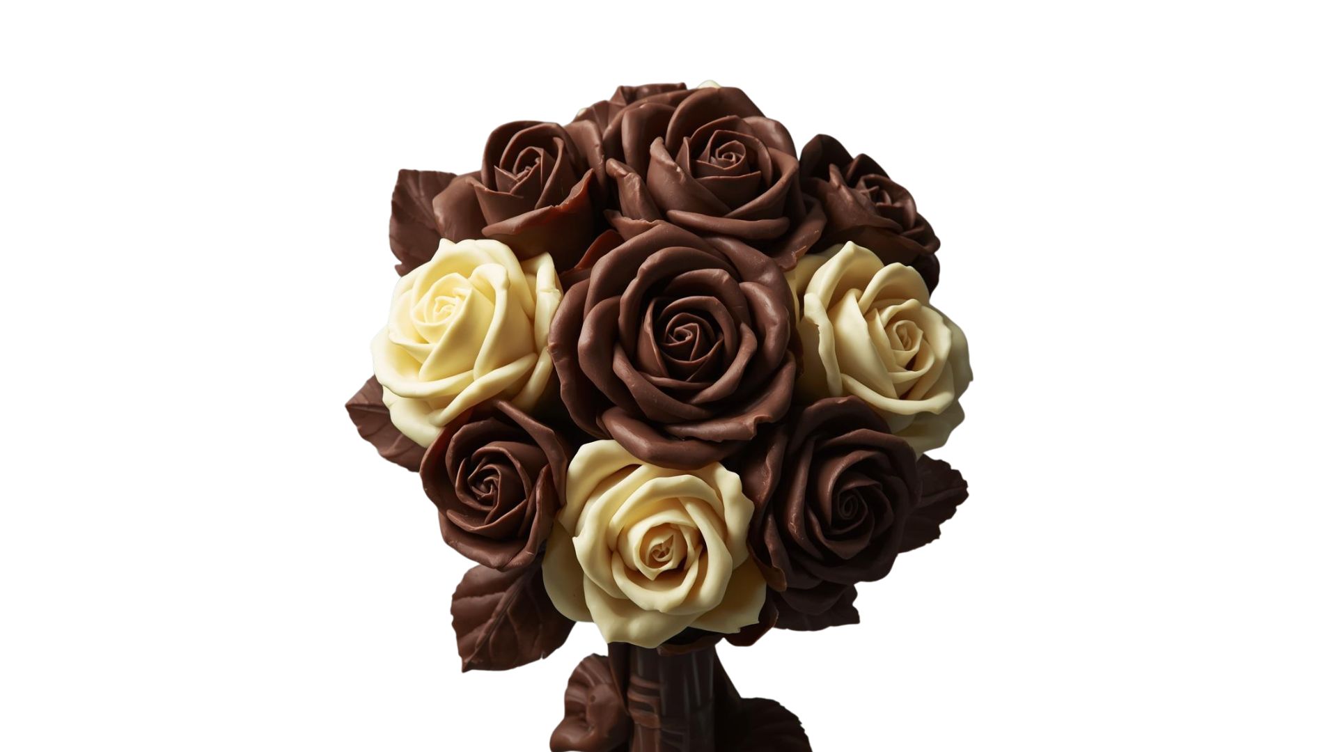 Arreglo artesanal de fresas cubiertas de chocolate en forma de rosas